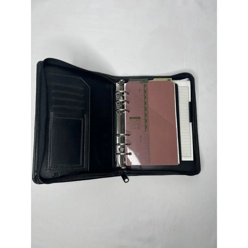 Vintage 2005 Day Runner Black Personal Organizer System 6 Ring Binder Zip